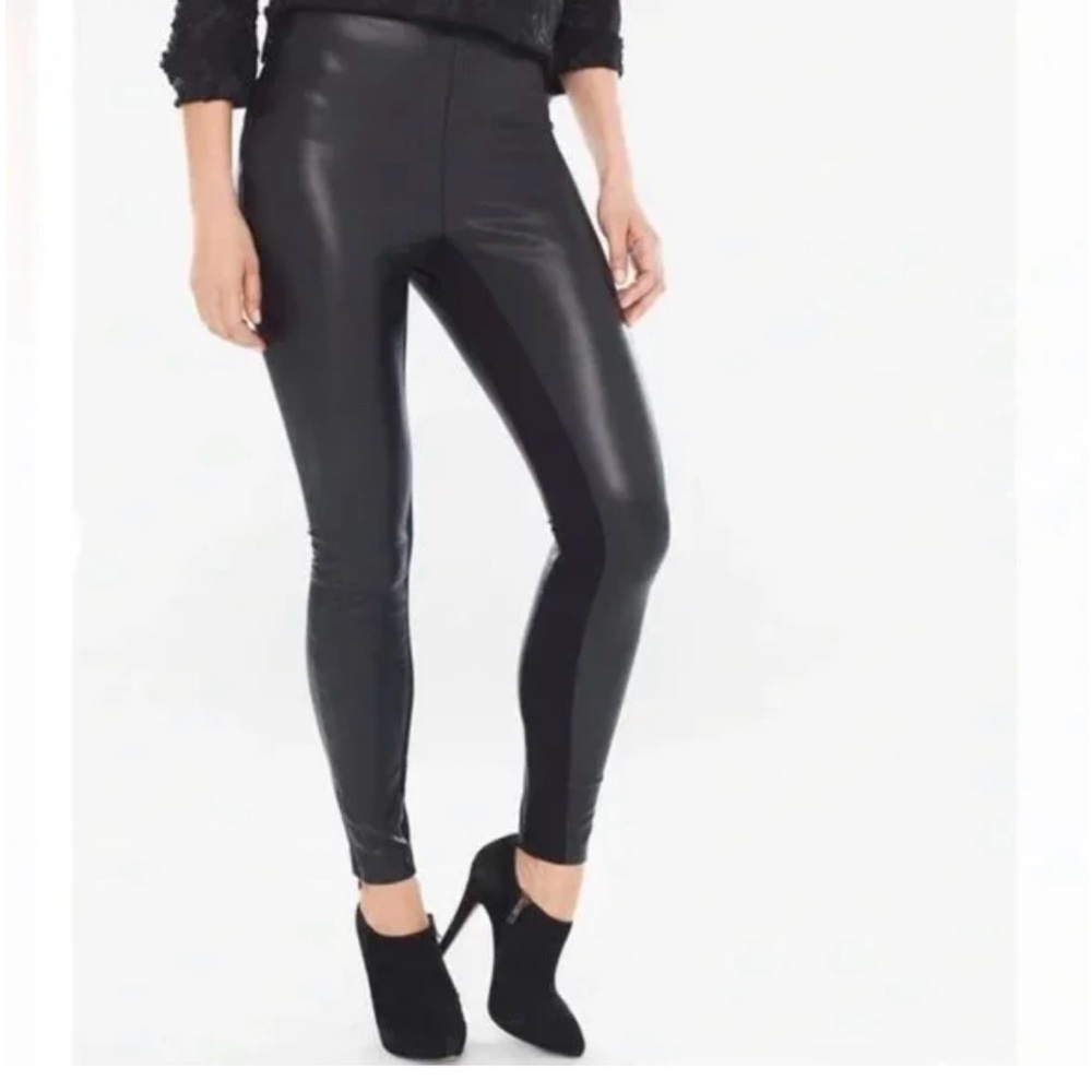 Chico's Black Faux-Leather Skinny Leggings NWOT 4